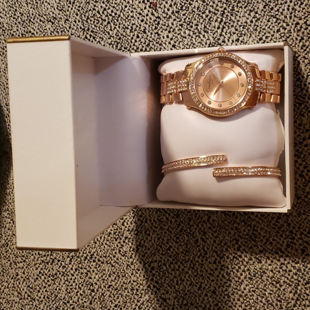 Jessica Simpson Rose Gold watch and cuff set